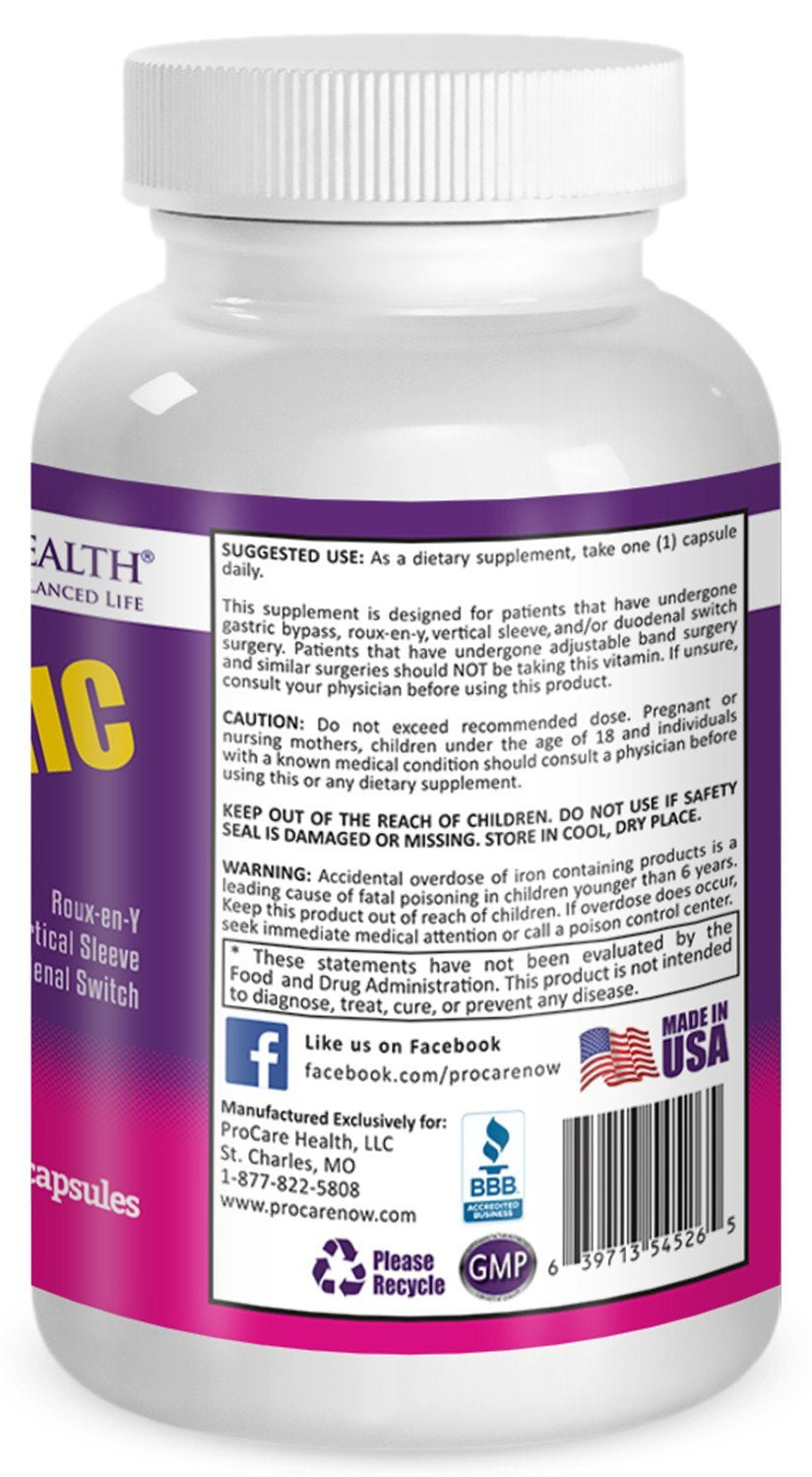ProCare Health "1 per Day!" Bariatric Multivitamin Capsule with 45mg Iron