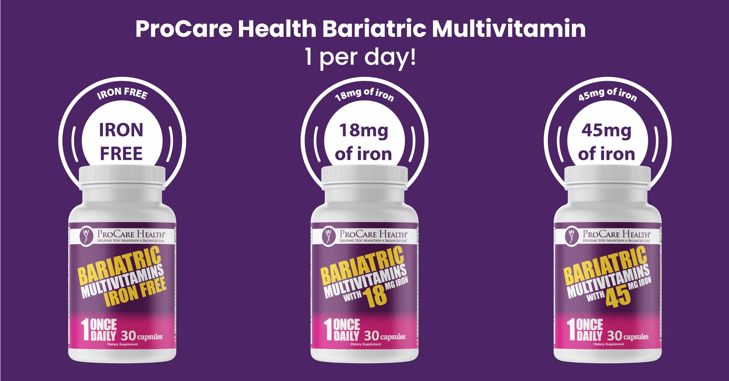ProCare Health "1 per Day!" Bariatric Multivitamin Capsule with 45mg Iron