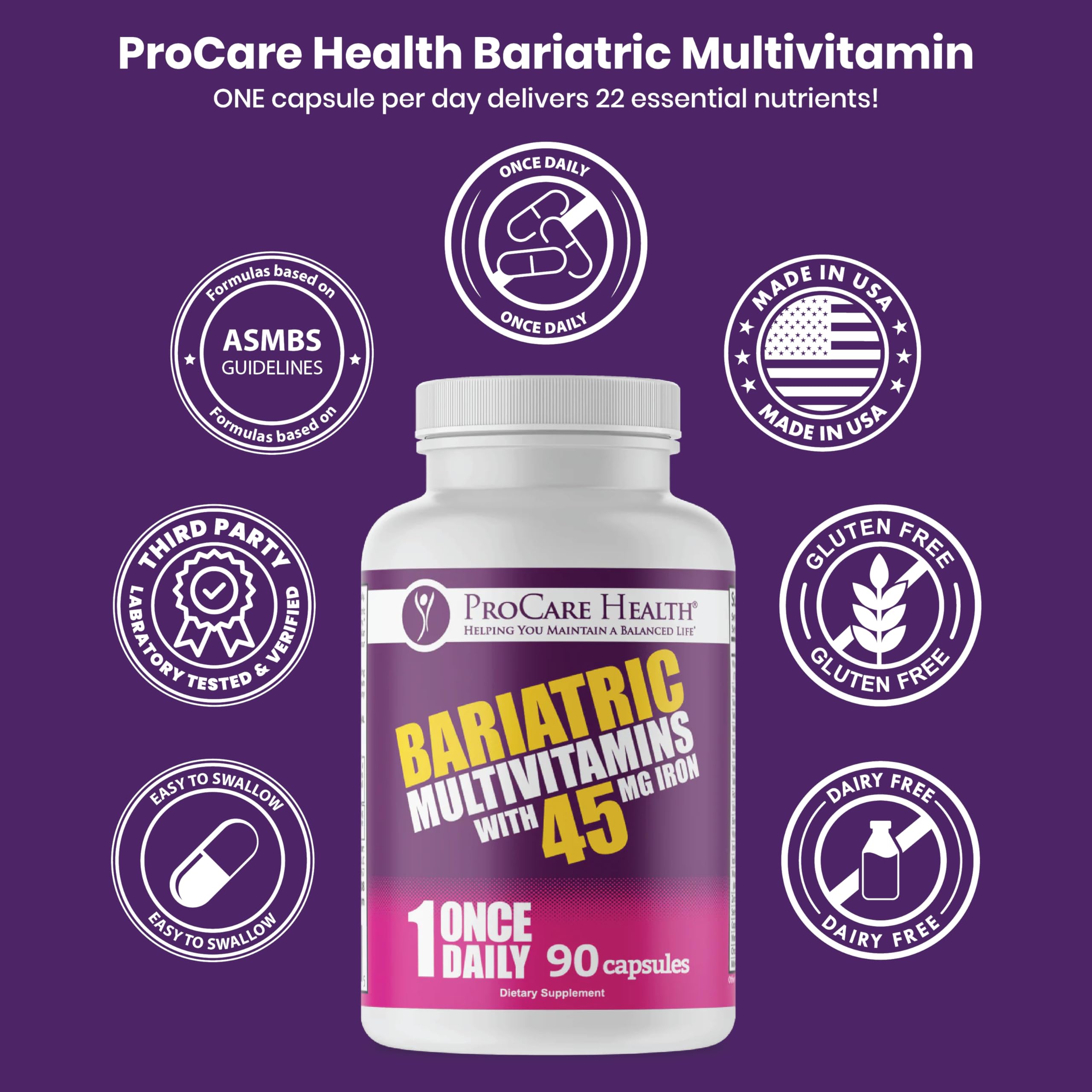 ProCare Health "1 per Day!" Bariatric Multivitamin Capsule with 45mg Iron