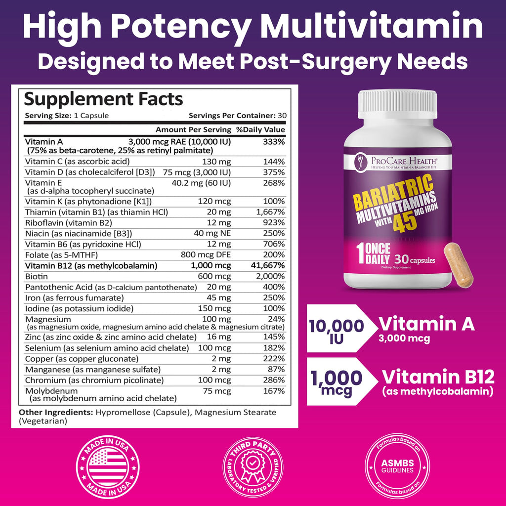 ProCare Health "1 per Day!" Bariatric Multivitamin Capsule with 45mg Iron