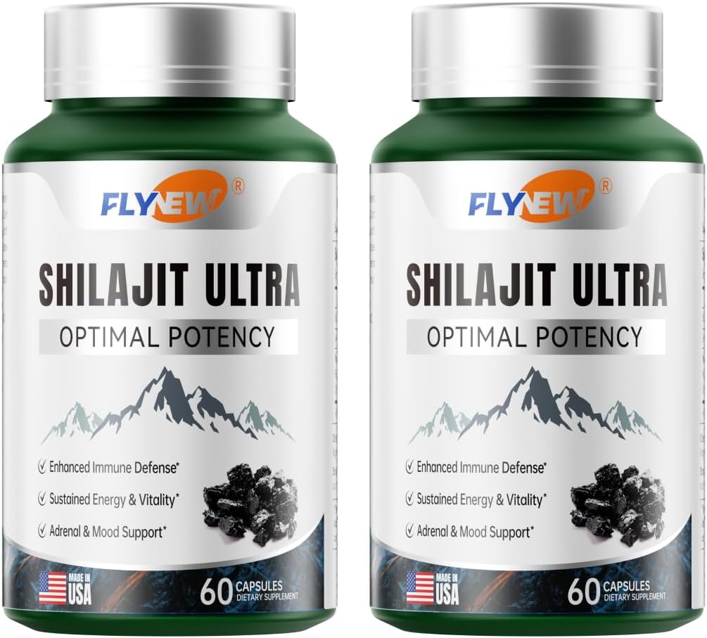 Shilajit For Men Women, Shilajit With Naturally Fulvic Acid & L-Arginine, Himalayan Shilajits For Extra Power, Stamina & Immune Support, Non-GMO, Made In USA, 60 Capsules, 1,300mg Per Serving